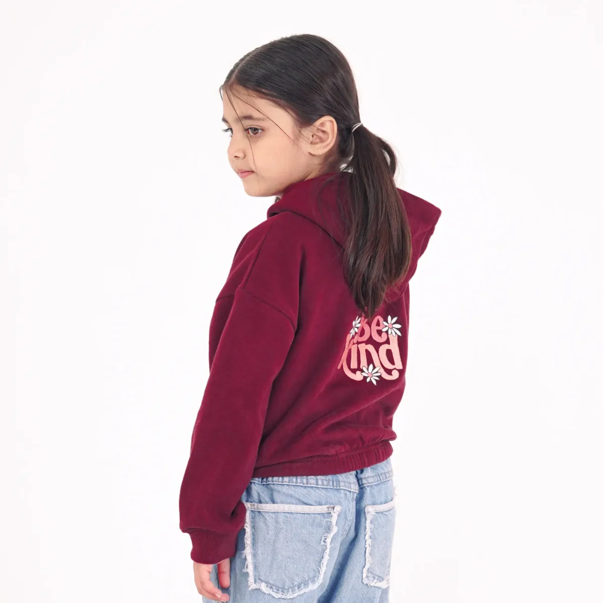 Maroon Cropped Hoodie - Image 2