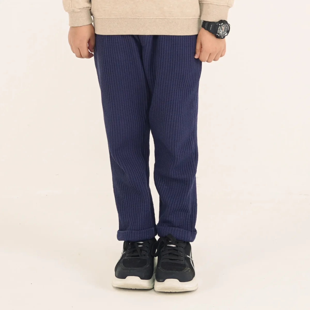 Waffle Textured Navy Pant - Image 1