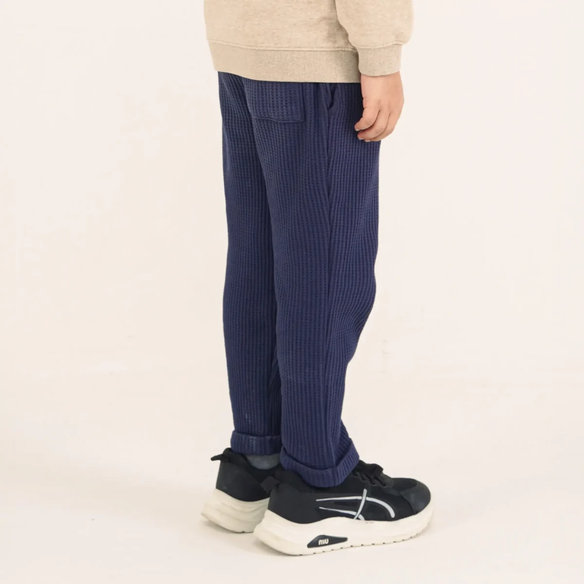 Waffle Textured Navy Pant - Image 2